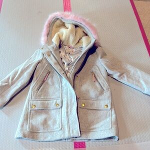 Crewcuts J. Crew Girls Winter Coat Jacket 6-7 Removable Fur Hood